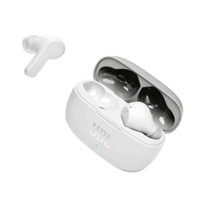 JBL Vibe 200TWS | Écouteurs 100% sans fil intra-auriculaires - Bluetooth - Son JBL Deep Bass - Microphone - Blanc-SONXPLUS Val-des-sources