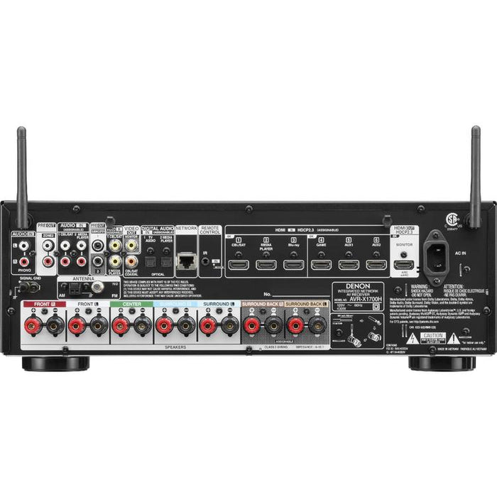 Denon AVRX1700H | Récepteur AV 7.2 canaux - Cinéma maison - Audio 3D - 8K - HEOS - 80 W / Canal - Noir-SONXPLUS Val-des-sources