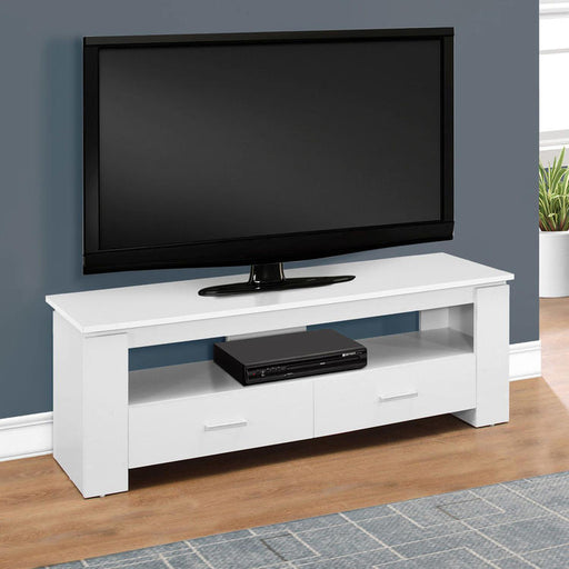 Monarch Specialties I 2601 | Meuble TV - 48" - 2 Tiroirs de rangement - Blanc-SONXPLUS Val-des-sources