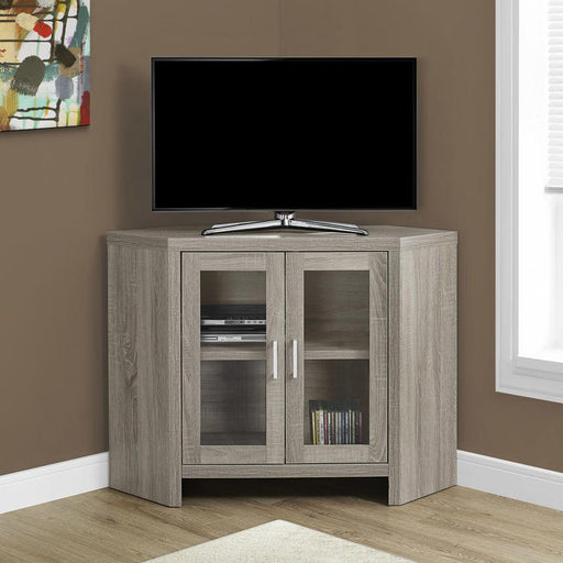 Monarch Specialties I 2701 | Meuble TV - 42" - En coin - Portes vitrés - Taupe Foncé-SONXPLUS Val-des-sources
