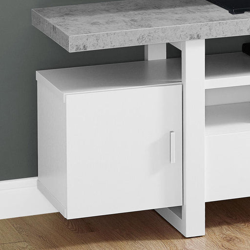 Monarch Specialties I 2725 | Meuble TV - 60" - Dessus en simili-ciment - Blanc-SONXPLUS Val-des-sources