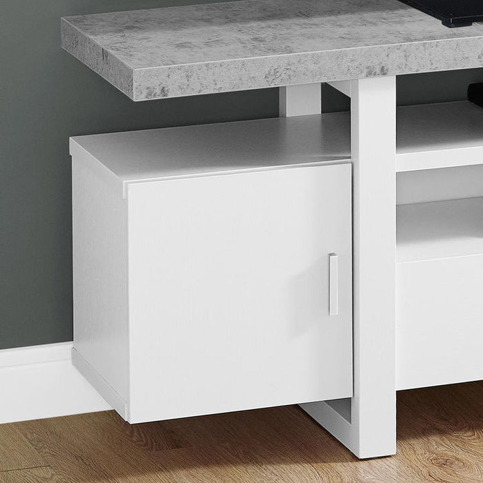 Monarch Specialties I 2725 | Meuble TV - 60" - Dessus en simili-ciment - Blanc-SONXPLUS Val-des-sources