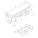 Monarch Specialties I 2725 | Meuble TV - 60" - Dessus en simili-ciment - Blanc-SONXPLUS Val-des-sources