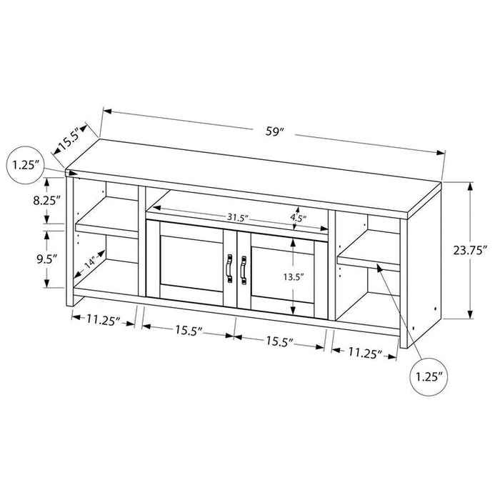 Monarch Specialties I 2744 | Meuble TV - 60" - Imitation bois - Pin d'or-SONXPLUS Val-des-sources