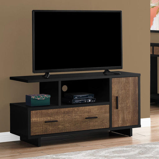 Monarch Specialties I 2803 | Meuble TV - 48" - Avec rangement - Imitation bois - Brun/Noir-SONXPLUS Val-des-sources