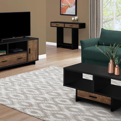 Monarch Specialties I 2803 | Meuble TV - 48" - Avec rangement - Imitation bois - Brun/Noir-SONXPLUS Val-des-sources