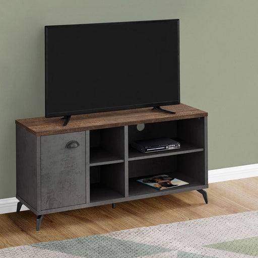 Monarch Specialties I 2830 | Meuble TV - 48" - Imitation bois - Brun moyen - Imitation de béton gris-SONXPLUS Val-des-sources