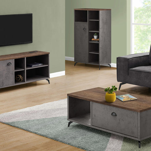 Monarch Specialties I 2830 | Meuble TV - 48" - Imitation bois - Brun moyen - Imitation de béton gris-SONXPLUS Val-des-sources