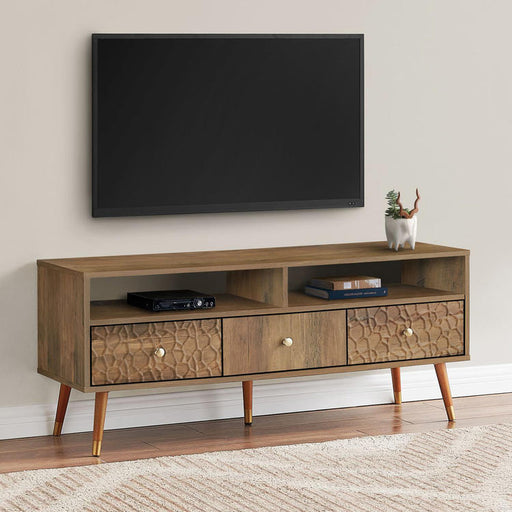 Monarch Specialties I 2835 | Meuble TV - 48" - 3 Tiroirs - Concept mi-siècle - Imitation Bois noyer-SONXPLUS Val-des-sources