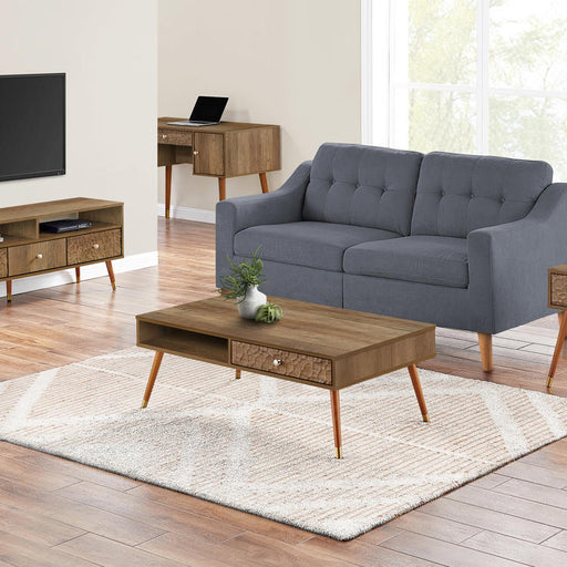 Monarch Specialties I 2835 | Meuble TV - 48" - 3 Tiroirs - Concept mi-siècle - Imitation Bois noyer-SONXPLUS Val-des-sources