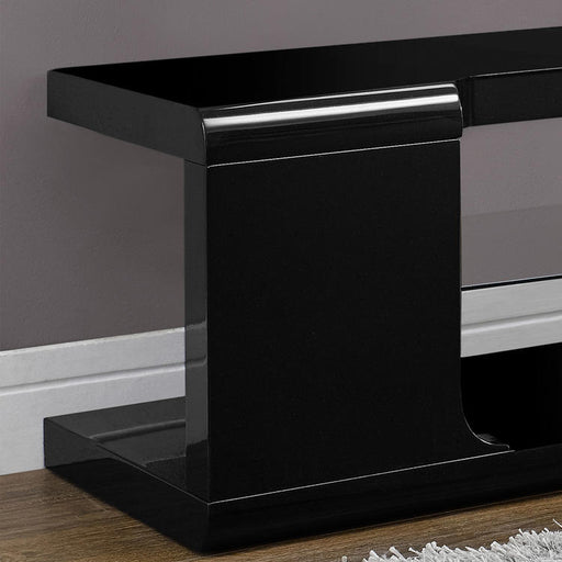 Monarch Specialties I 3536 | Meuble TV - 60" - Verre trempé - Noir lustré-SONXPLUS Val-des-sources