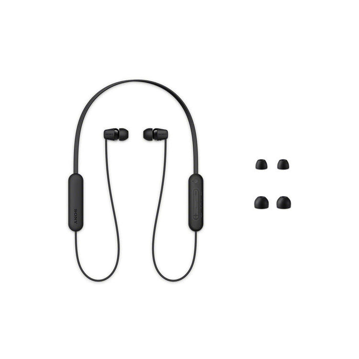Sony WI-C100 | Écouteurs intra-auriculaires - Sans fil - Bluetooth - Autour du cou - Microphone - IPX4 - Noir-SONXPLUS Val-des-sources