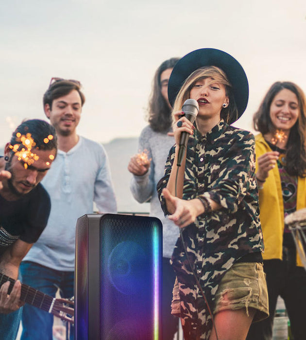 Samsung MXST50B | Haut-parleur portable puissant - Tour de son - Bluetooth - 240W - Fonction Karaoké - Lumières à DEL - Connexion Bluetooth multiple - Noir-SONXPLUS Val-des-sources