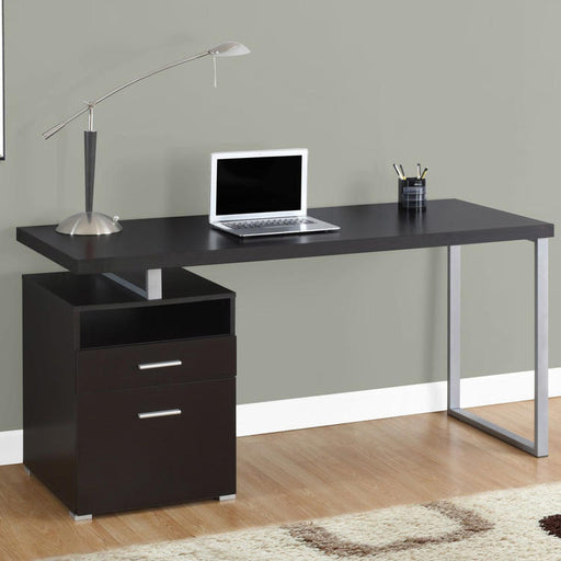 Monarch Specialties I 7143 | Meuble d'ordinateur - 60" - Métal argent - Espresso-SONXPLUS Val-des-sources