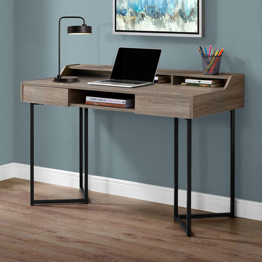 Monarch Specialties I 7360 | Meuble d'ordinateur - 48" - Avec tiroirs - Métal noir - Taupe foncé-SONXPLUS Val-des-sources