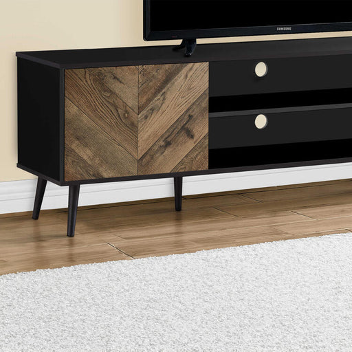 Monarch Specialties I 2781 | Meuble pour téléviseur 72'' - Base noir - Avec 2 portes simili-bois-SONXPLUS Val-des-sources