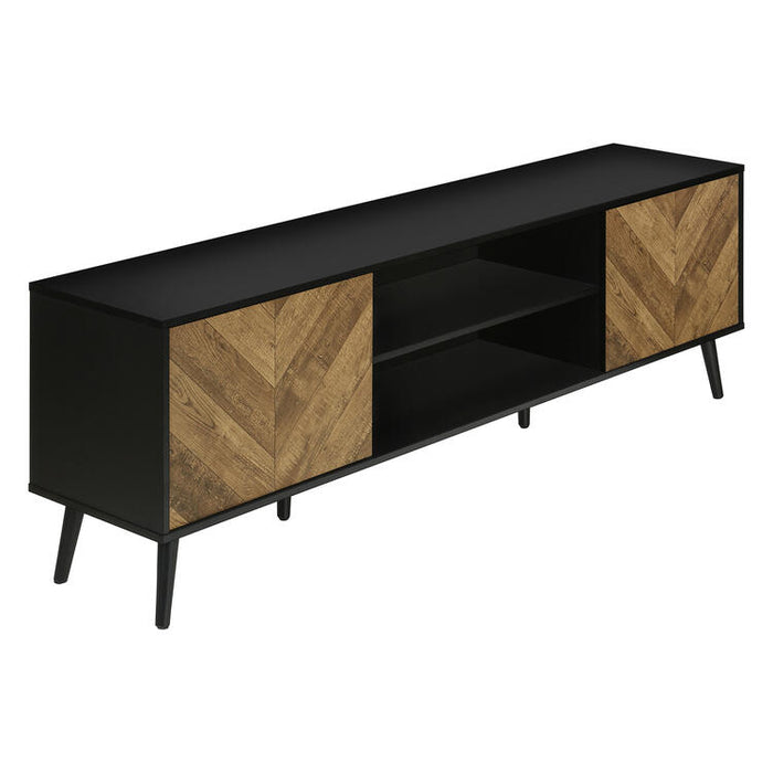 Monarch Specialties I 2781 | Meuble pour téléviseur 72'' - Base noir - Avec 2 portes simili-bois-SONXPLUS Val-des-sources