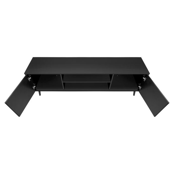 Monarch Specialties I 2781 | Meuble pour téléviseur 72'' - Base noir - Avec 2 portes simili-bois-SONXPLUS Val-des-sources