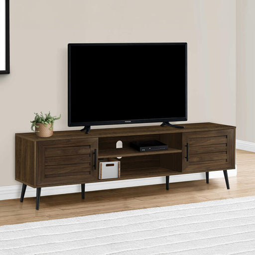 Monarch Specialties I 2717 | Meuble pour téléviseur 72'' - Simili-bois brun - Avec 2 portes-SONXPLUS Val-des-sources