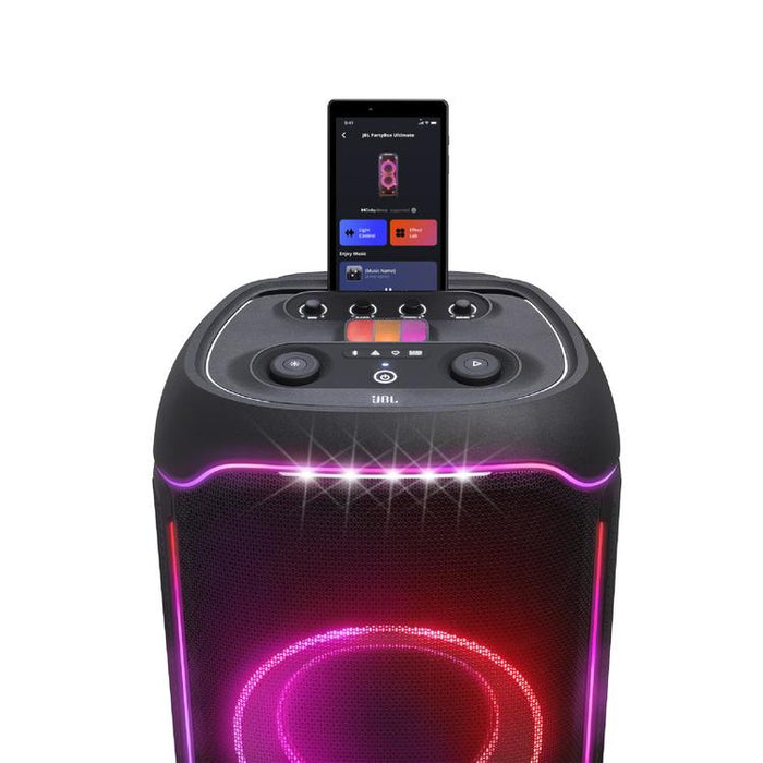 JBL PartyBox Ultimate | Haut-parleur portatif - Jeu de lumière - WiFi 6 - Bluetooth 5.3 - Noir-SONXPLUS Val-des-sources