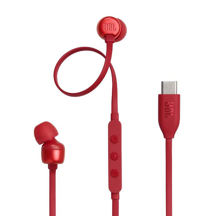 JBL Tune 310C | Écouteurs intra-auriculaires - Filaire - USB-C - Télécommande 3 boutons - Rouge-SONXPLUS Val-des-sources