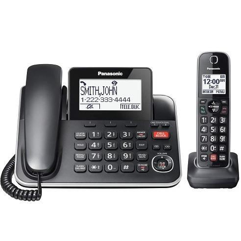 Panasonic KXTGF870B | Combo téléphone sans fil - 1 combiné fixe et 1 combinés sans fil - Répondeur - Noir-SONXPLUS Val-des-sources
