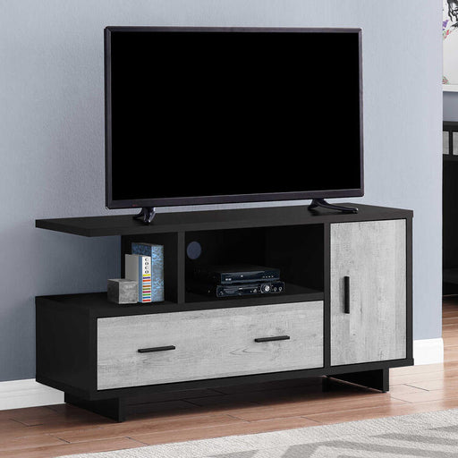 Monarch Specialties I2804 | Meuble TV - 48" - 1 Tiroir - 1 Armoire - Gris et Noir-SONXPLUS Val-des-sources